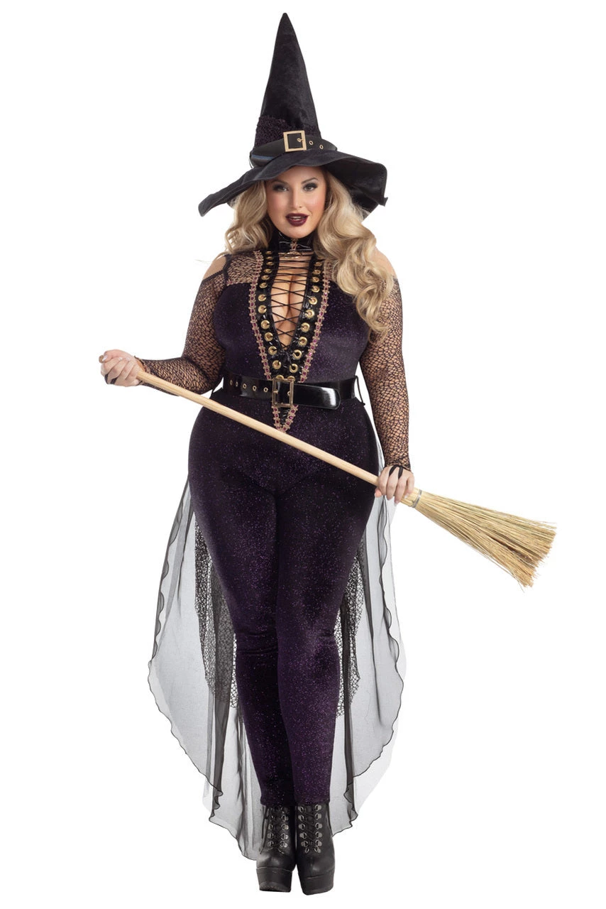 Party King Plus Size Midnight Violet Witch Costume 1 Party King Plus Size Midnight Violet Witch Costume