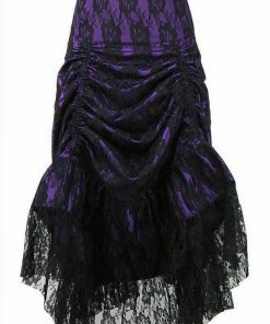 Daisy Corsets USA Purple Ruched Bustle Skirt With Black Lace Overlay