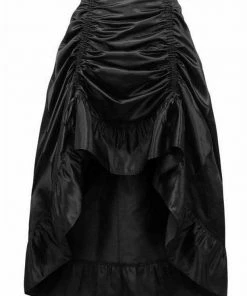 Daisy Corsets USA Black Satin Gothic Ruched Ruffle Skirt