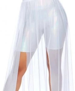 Leg Avenue White Slit Mesh Skirt -Sexy Halloween Costumes Sales unnamed file 5384