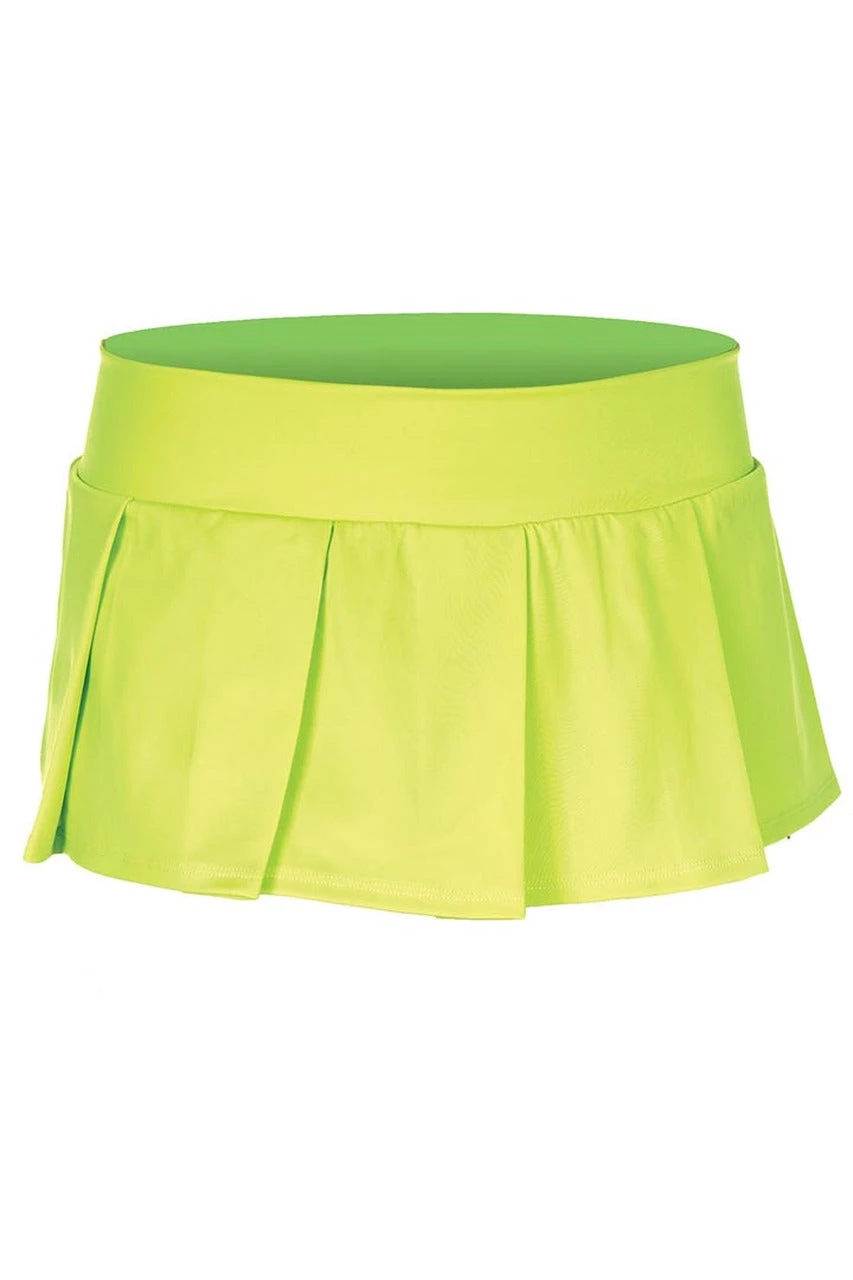 Music Legs Neon Green Pleated Skirt 1 Music Legs Neon Green Pleated Skirt