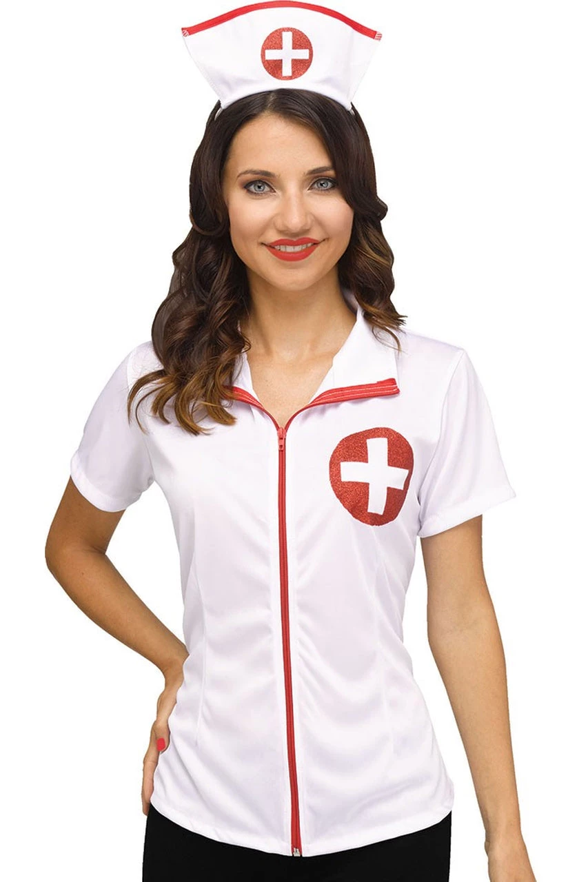 Fun World Nurse Costume Shirt And Cap 1 Fun World Nurse Costume Shirt And Cap
