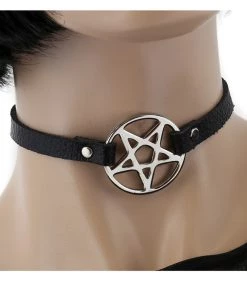 Funk Plus Pentagram Leather Choker