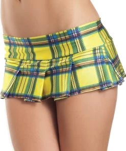 Be Wicked Yellow Plaid Micro School Girl Skirt